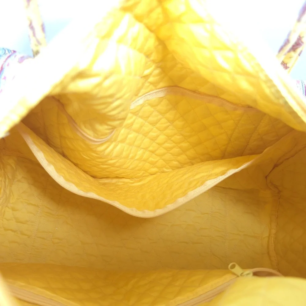 Vintage Americana by Sharif Quilted Duffel Bag Yellow Paisley Cottagecore Travel